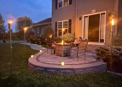 Stone paved patio in the evening